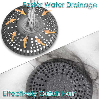 Shower Drain Hair Catcher, 5.5in Shower Hair Catcher Large Premium Silicone Drain Protector Strainer, Shower Drain Cover for Shower Room, Floor Drain, Bathroom Sink, Dark Grey
