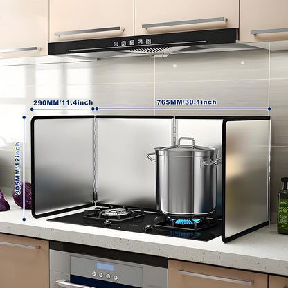 3 Sided Splatter Guard,Foldable Stainless Steel | Oil Splash Insulation Board,Nonstick Oil Splatter Guard Stove Insulation Board(L: 15" x W: 11.4" x H: 12")