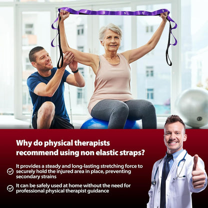 Acozycoo Stretching Strap with Loops for Physical Therapy,Knee,Calf,Back | Yoga Strap for Stretching,Non-Elastic Stretch Band,Rehab,Pilates,Flexibility Training,Hamstring,Leg Lifter,Fascia,Leg,Hip