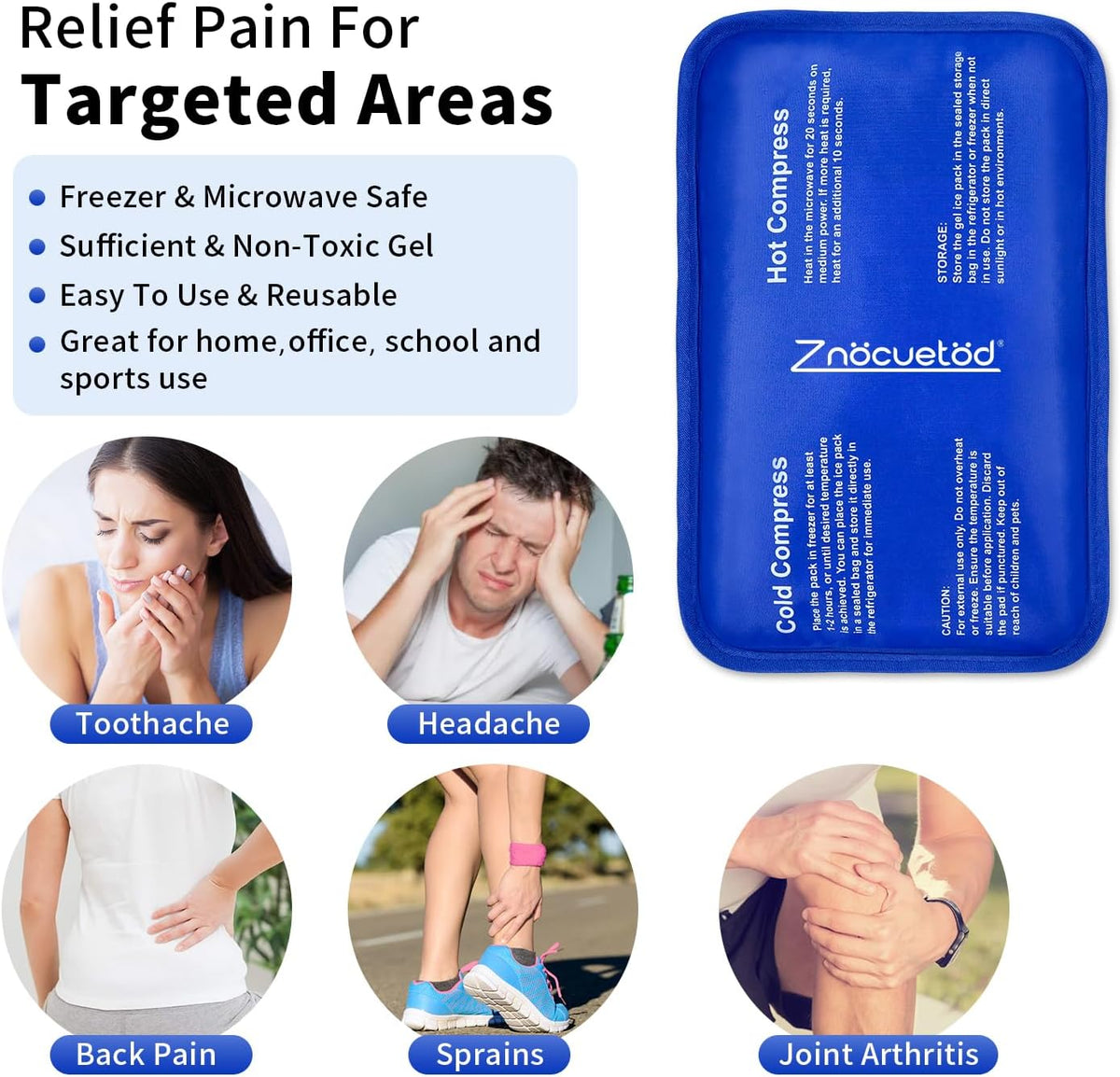 Gel Ice Packs for Injuries Reusable 2 Packs Hot Cold Gel Wrap with Strap
