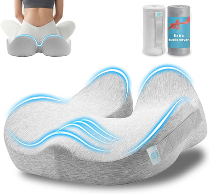 Seat Cushion,Ergonomic Chair Cushions for Sit Bone Tailbone Pain Relief,Sciatica & Back Support,Memory Foam Butt Pillow for Office,Car,Home,Gaming,Wheelchair