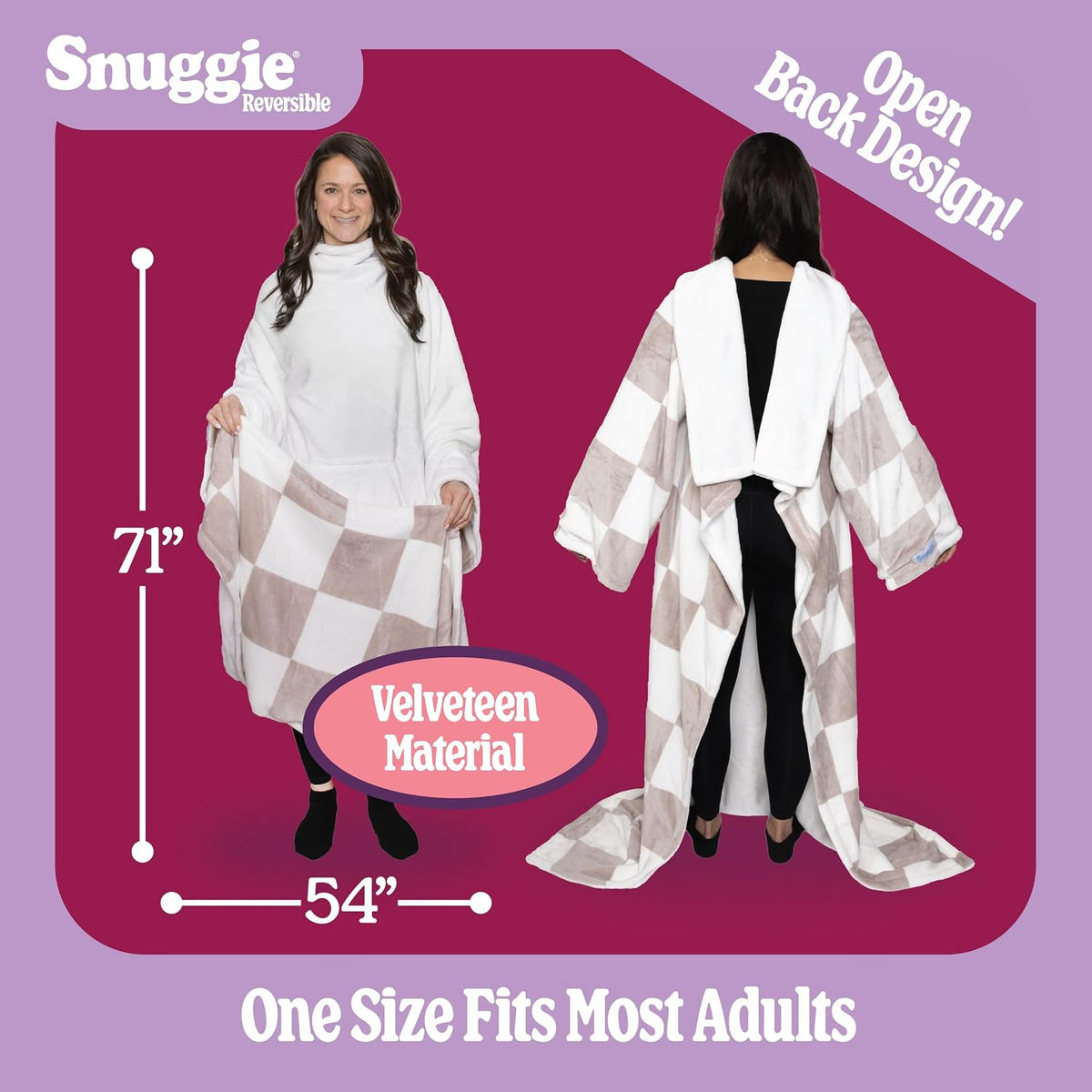 Snuggie The Original Wearable Blanket With Sleeves & Pockets | Cozy Oversized Throw for Adult Men & Women | One Size, 71x54