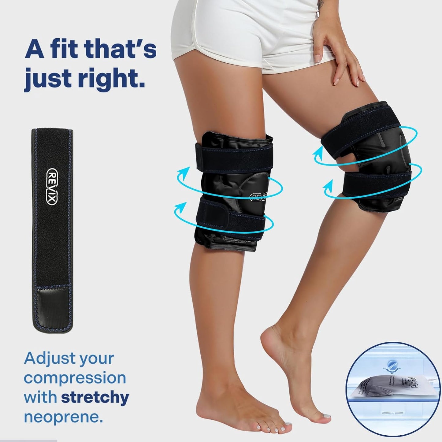 REVIX Ice Pack for Knee Pain Relief, Reusable Gel Ice Wrap for Leg Injuries, Swelling, Knee Replacement Surgery, Cold Compress Therapy for Arthritis, Meniscus Tear and ACL Blue