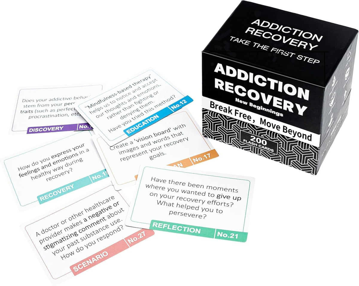 200 Addiction Recovery Cards for Engaging Group Therapy & Conversations – Icebreaker Tools for Addressing Substance Abuse, Mental Health Enhancement, and Preventing Relapse
