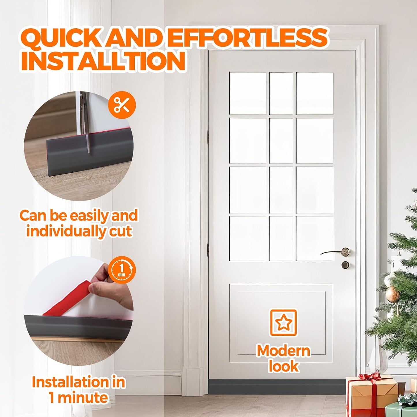 Holikme Door Draft Stopper 41inch Weather Stripping Door Seal Sweep | Under Door Draft Insulator Strong Adhesive Silicone Garage Window Strip Blocker Cold Air & Noise, Easy Install Save Energy