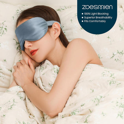 22mm Mulberry Silk Sleep Mask,3D Lash Friendly Eye Mask Adjustable Gray