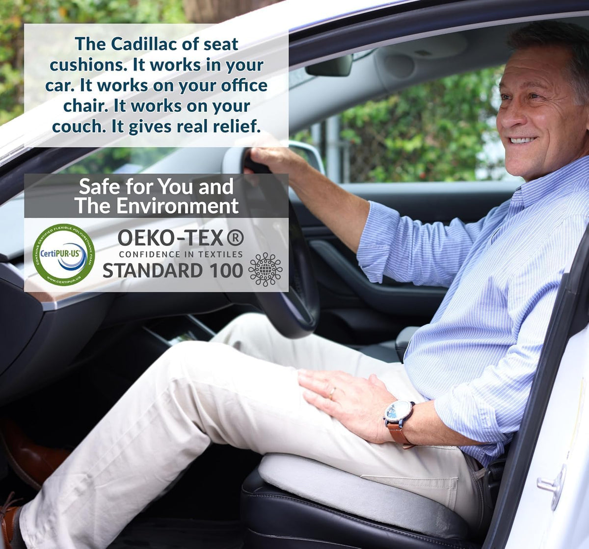 ComfiLife Doctor Recommended Seat Cushion - Premium Gel & Memory Foam Office Chair, Car Seat, Lifting Cushion - Chair Cushions for Back & Sciatica Relief - Seat Cushions for Office & Desk (Black)