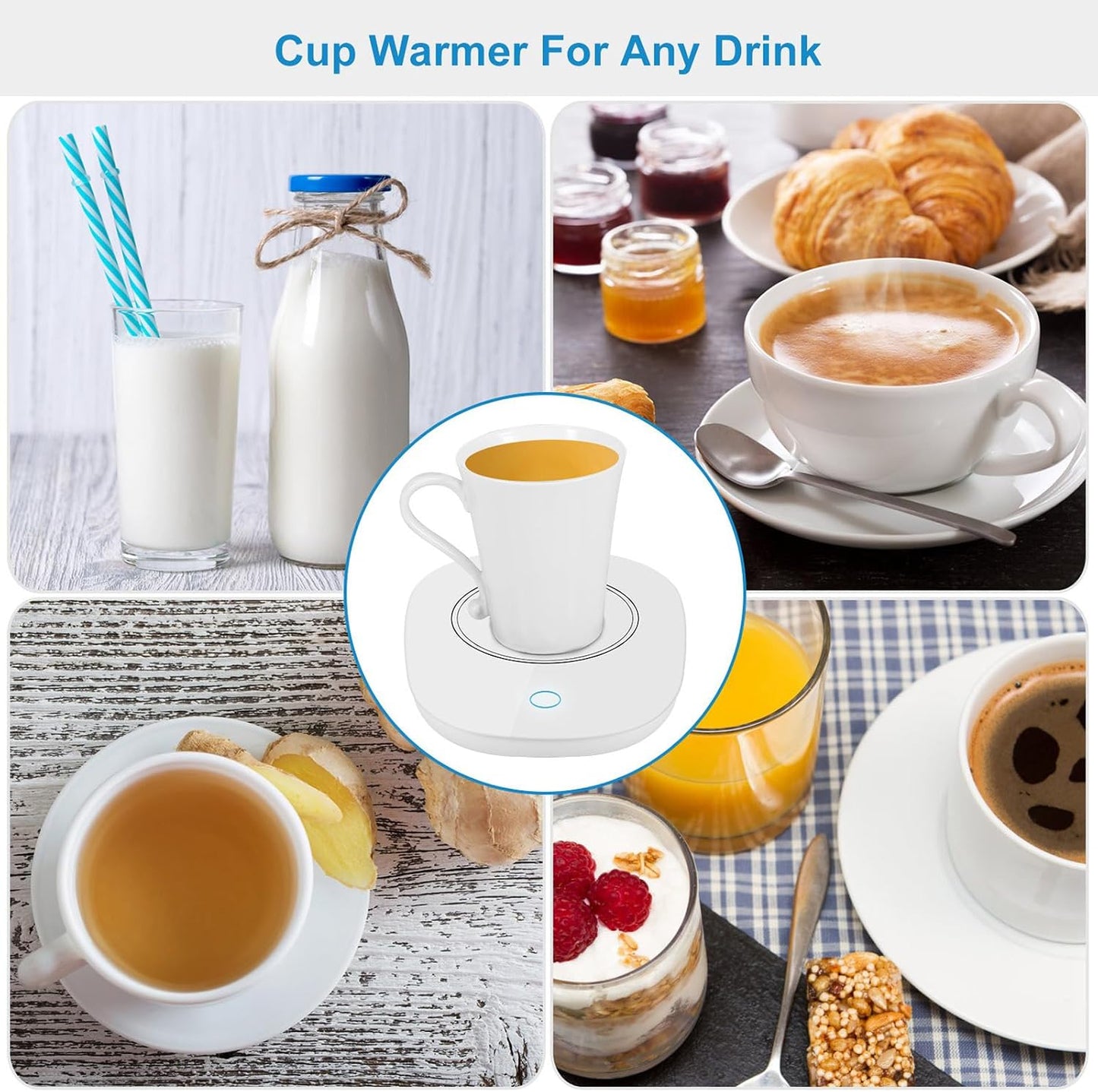 Coffee Mug Warmer, Automatic Shut Off Coffee Warmer for Desk, Smart Electric Beverage Warmer Cup Warmer for Coffee, Tea, Water, Milk Ideal Coffee Gifts Accessories