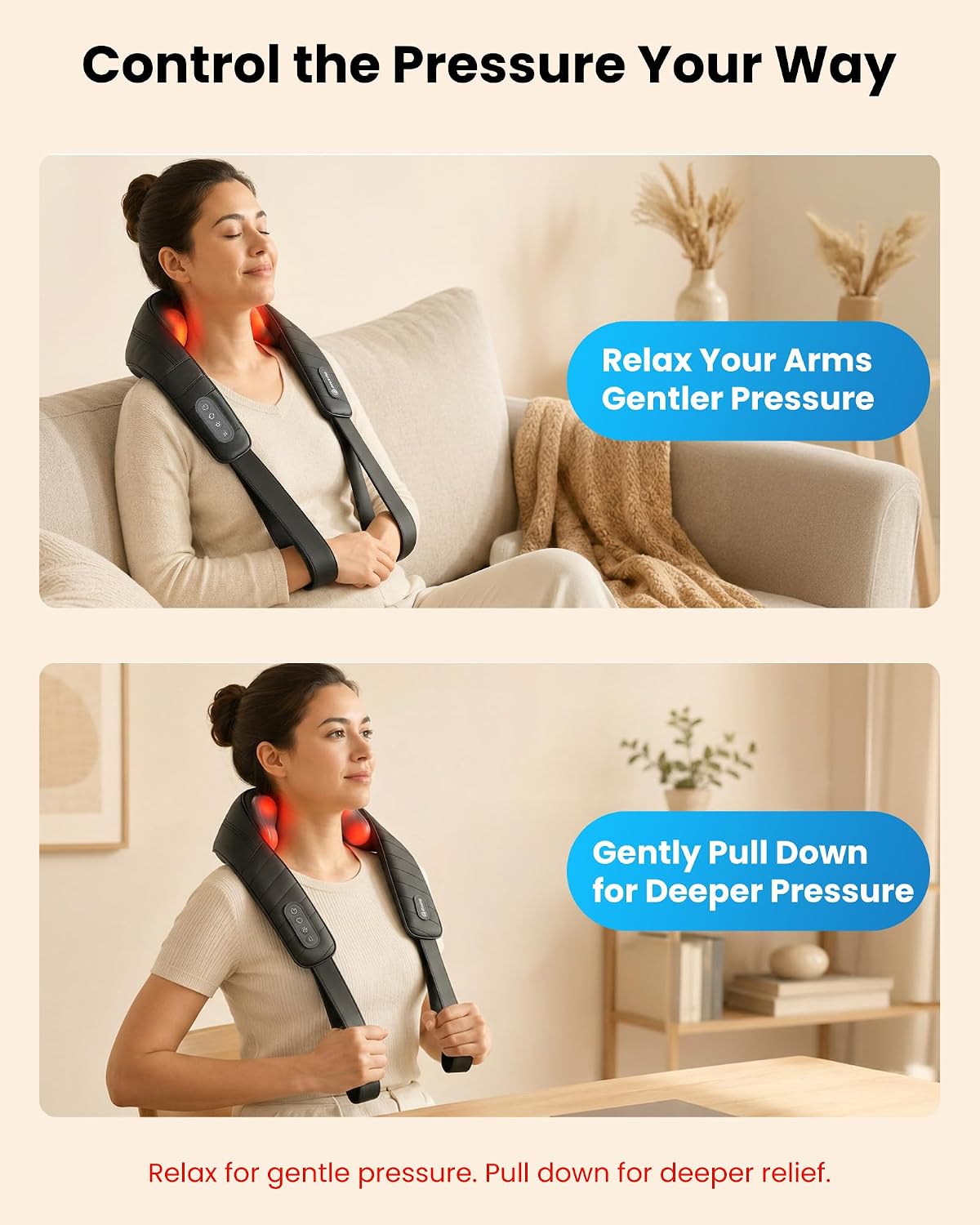 COMFIER Shiatsu Neck and Shoulder Massager with Heat,White Elephant Gifts for Adults,4D Deep Kneading Massage Pillow with Heat, Back Massager, Pillow Massage,Jet Black