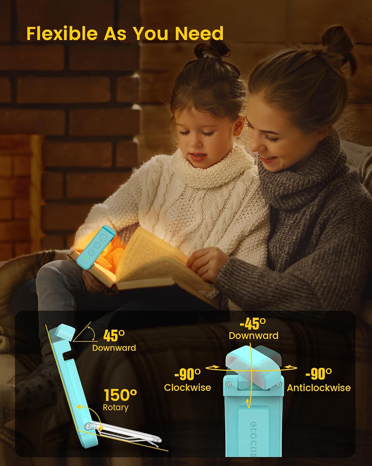 Glocusent USB Rechargeable Book Light for Reading in Bed, LED Reading Light