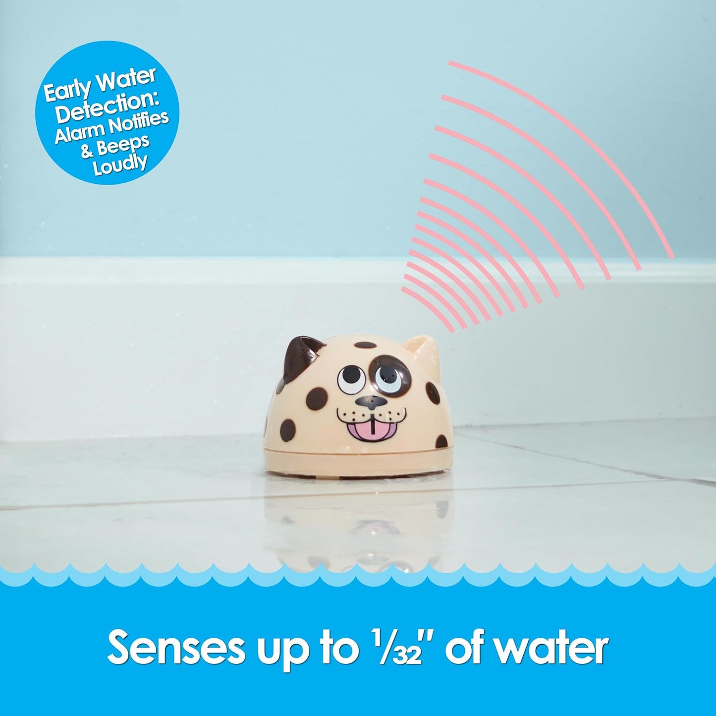 Water Leak Monitoring Sensor with Alarm 3 Pack- Leak Bug Electronic Flood Detector- Senses as Little as 1/32" of Water - Warning Overflow Alert Sensor Beeps Loudly in Home, Basement- Battery Powered