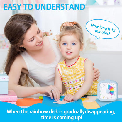 Visual Timer for Kids 60 Minute Countdown Timer Rainbow Disk Desk Timer Clock for Classroom Study Office Kitchen with Silent Operation (Purple)