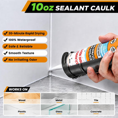 Professional Caulk Gun Kit with Caulk Remover & Silicone Sealant - 5 in 1 Caulking Tool Set for Caulking Removal, Includes Caulking Gun Tool, Silicone Scraper