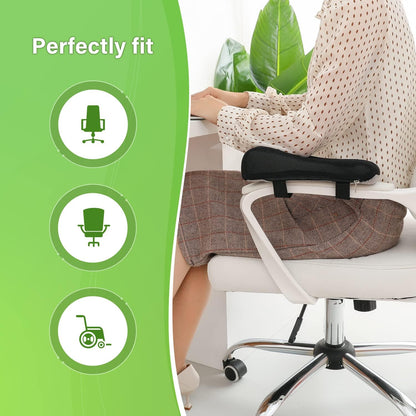 LargeLeaf Chair Ergonomic Armrest Pads Elbow Pillow Pressure Relief Office Chair Gaming Chair armrest with Memory Foam armrest Pads 2-Piece Set of Chair (Black_Velvet)