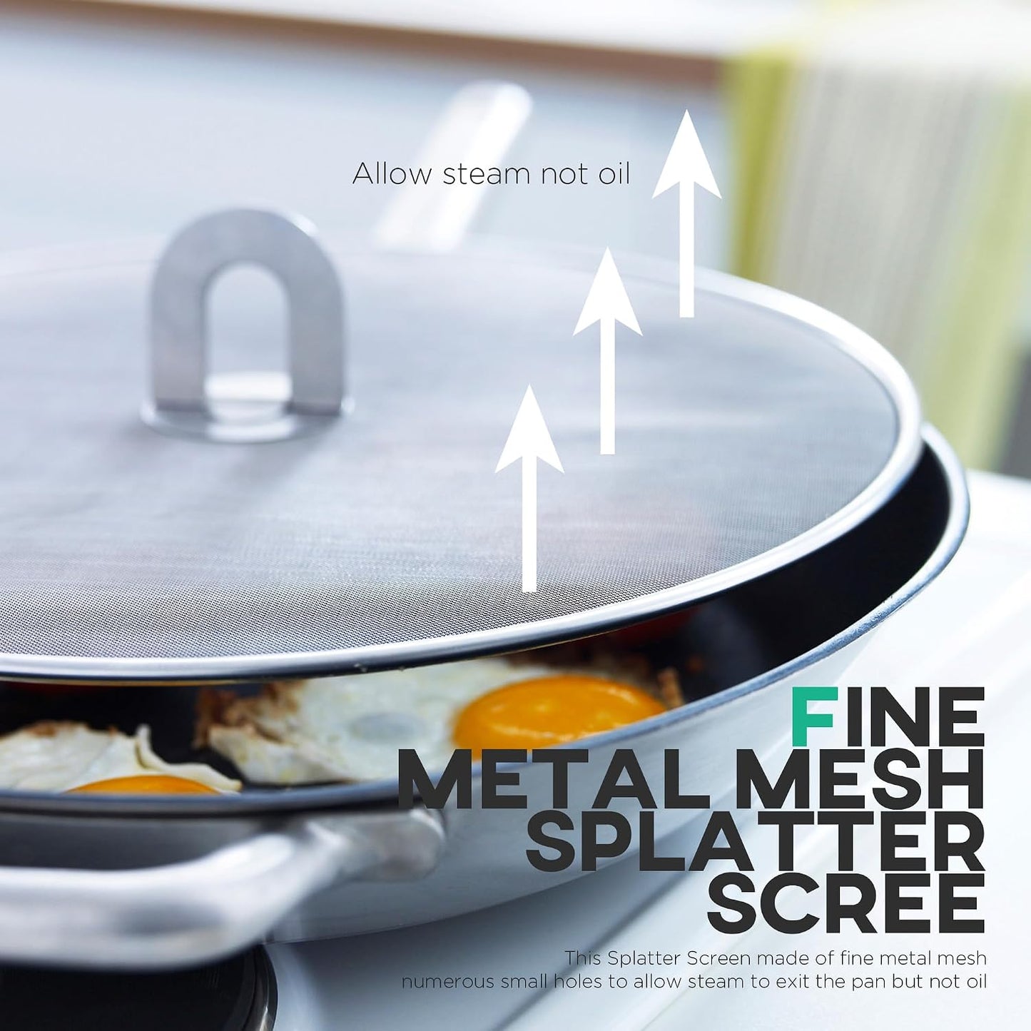 Homestia Splatter Screen for Frying Pan, 10 Inch Grease Splatter Guard | 304 Stainless Steel Ultra Fine Mesh Lids, Splatter Screen for Cooking, Rust-Free - No Oil Mess, No Burns, with Fold Flat Knob