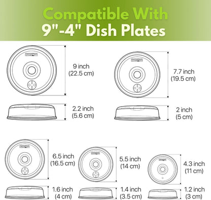 Flexzion Microwave Plate Covers Set of 5 - BPA-Free Microwave Cover with Adjustable Steam Vent, Dishwasher Safe Microwave Splatter Cover, Transparent Plastic Food Covers for Microwave Cooking