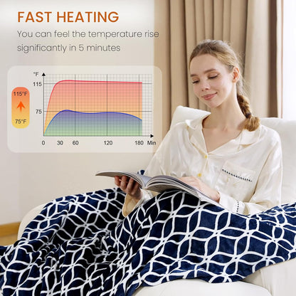 Heated Blanket Electric Throw Blanket with Built-in Button Controller 50"x60" One-Touch Ultra Cozy Soft Warm Heating Electric Blanket with 4 Heat Levels & 4 Hours Auto-Off Overheat Protection