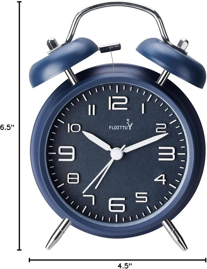 FLOITTUY Loud Alarm for Deep Sleepers 4'' Twin Bell Alarm Clock with Backlight for Bedroom and Home Decoration(Green)
