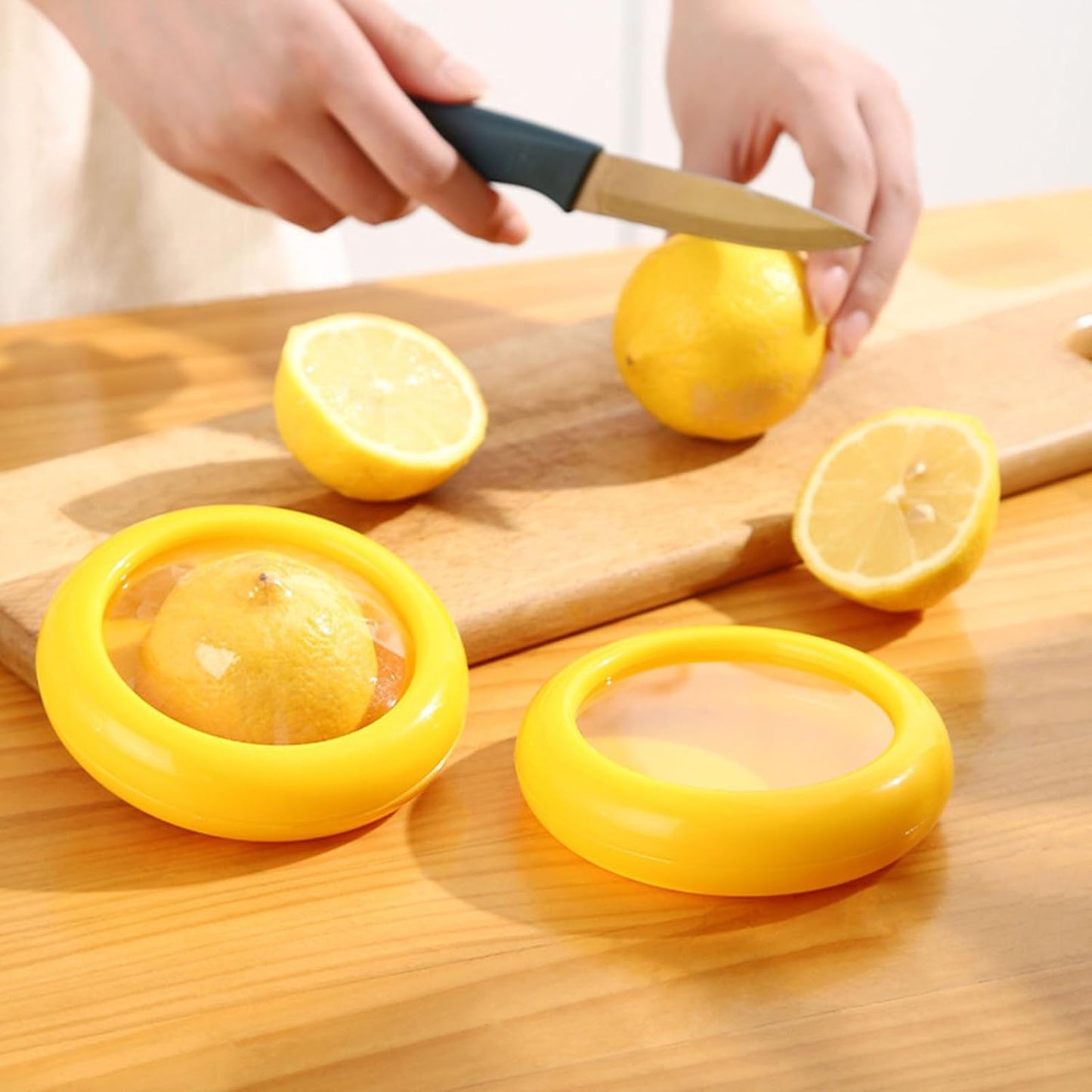4 Pieces Storage Set Fruit Vegetable Shaped Savers Storage Box, Avocado, Onion, Tomato, and Lemon Reusable Refrigerator Storage Box for Food Fresh-Keeping, Fresh-Keeping Container