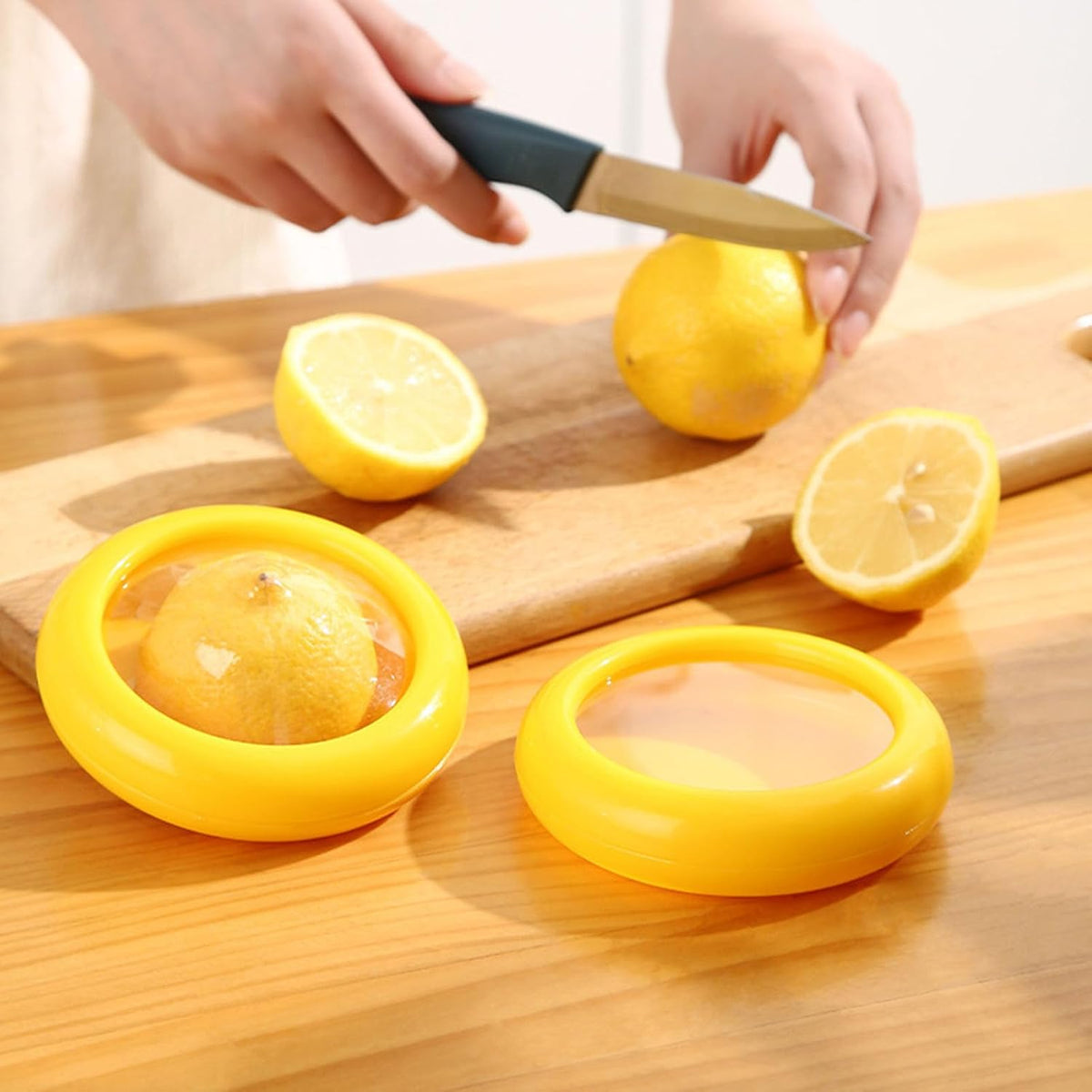 4 Pieces Storage Set Fruit Vegetable Shaped Savers Storage Box, Avocado, Onion, Tomato, and Lemon Reusable Refrigerator Storage Box for Food Fresh-Keeping, Fresh-Keeping Container