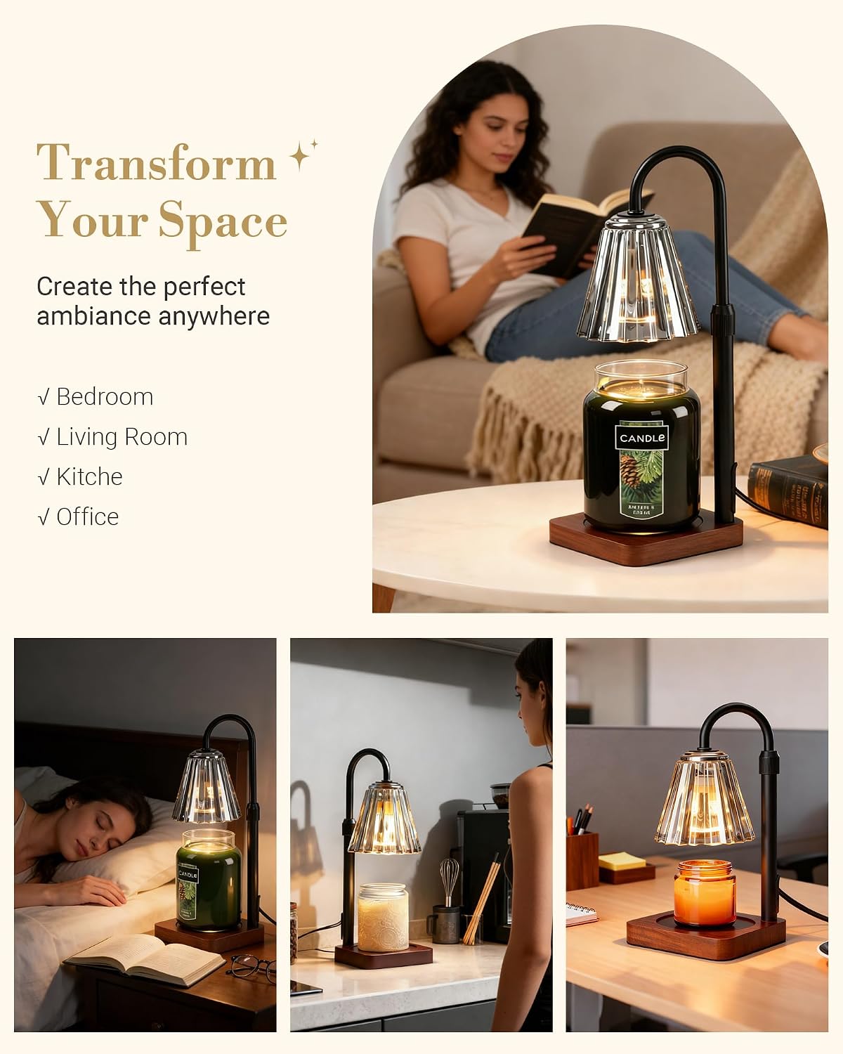 Marycele Candle Warmer Lamp with Timer, Vintage Home Decor, Gifts for Women