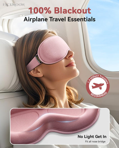 FACEMOON 3D Blackout Weighted Sleep Mask, Airplane Travel & Nurse Essential