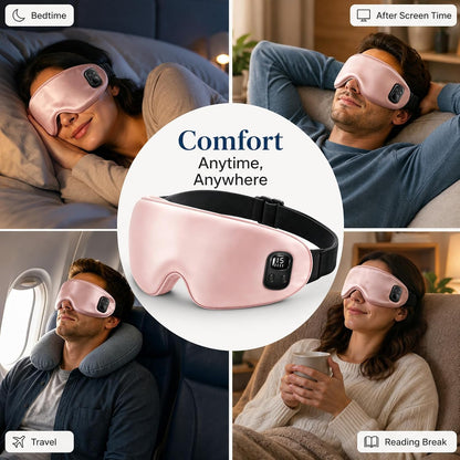 Cordless Heated Eye Mask-4 Heat Levels & 4 Timers Heated Eye Mask Rechargeable for Dry Eyes Warm Compress for Eyes Home Office Travel Sleep Soft Adjustable Portable Eye Mask Gift for Women Men