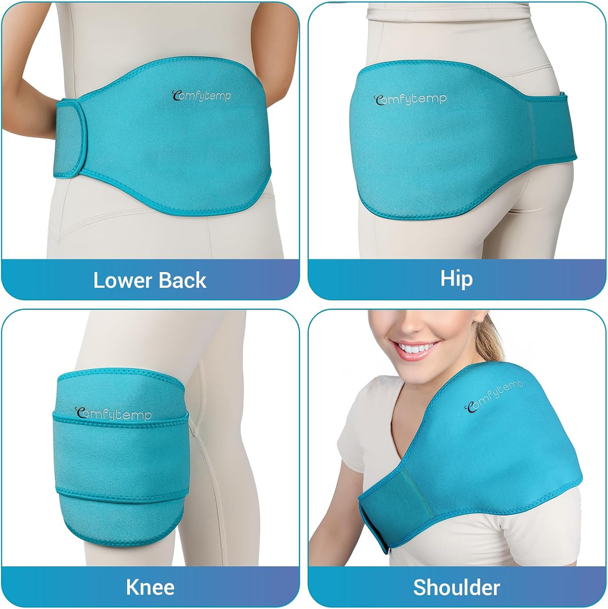 Comfytemp Ice Pack for Back Pain Relief, 2Pcs, Sciatica Ease Brace Reusable