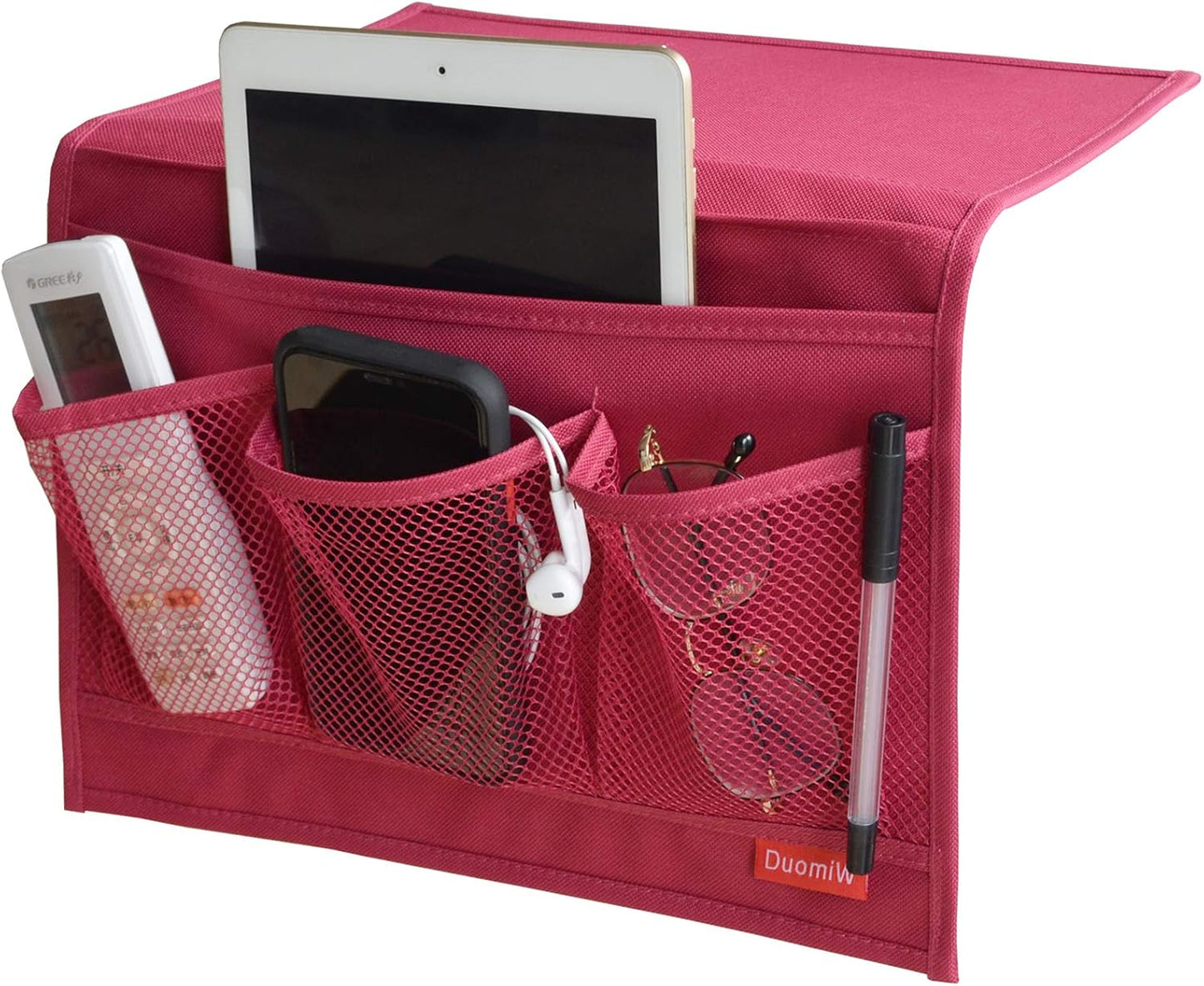Bedside Storage Organizer, Bedside Caddy, Table Cabinet Storage Organizer, TV Remote Control, Phones, Magazines, Tablets, Accessories, Grey