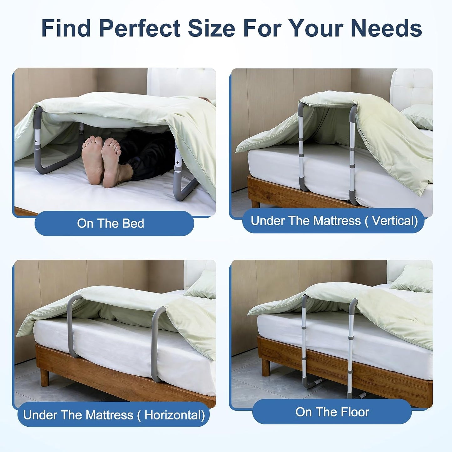 Blanket Lifter,Adjustable Height Blanket Lift Bar,Dual Anti-Slip Design | Double Anti-Slip Design, Adjustable 20"-28", Push-Button,Metal Construction, Non-Slip, Tool-Free, Fits Bed/Floor