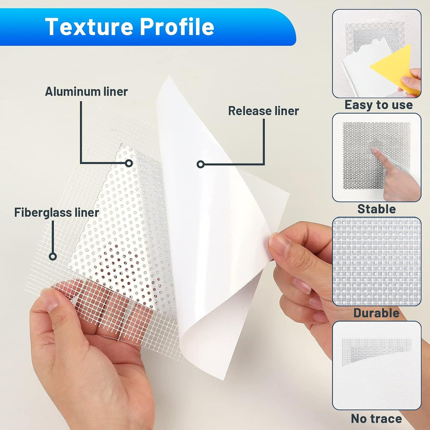 Ranekie 14 Pack Drywall Repairs Patch, 4/6/8 Inch Drywall Repair Kit with Extended Self-Adhesive Mesh,Large Hole Patch Repair for Drywall,Heavy Duty Dry Wall Hole Repair Patch