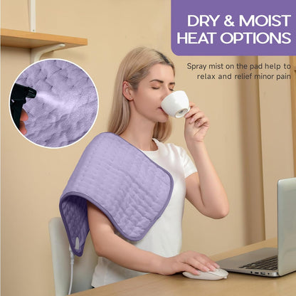 Heating Pad for Period Cramps, Heating Pad for Back/Neck/Shoulder Muscle Pain, 6 Heating&4 Timer Setting, Auto Shut Off, Dry/Moist Heat & Machine Washable, Gray Birthday Christmas Gifts for Women Mom