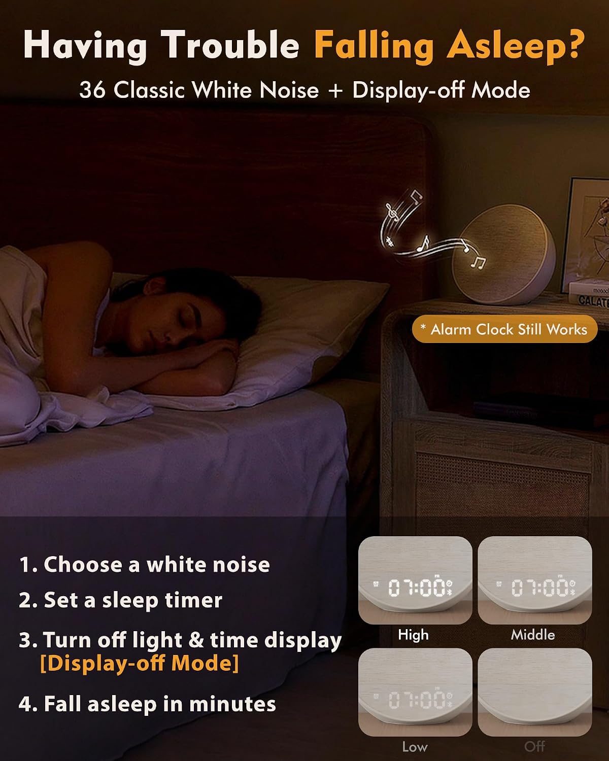 Sunrise Alarm Clock with Sound Machine, Bluetooth Speaker, Remote, Putty