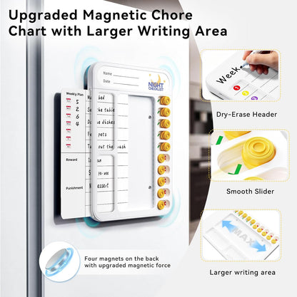 Chore Chart for Kids ADHD Tools to Do List Checklist Magnetic Planning Board with Sliders, Visual Schedule Board with Dry Erase Sheets, Sticker, Marker, Routine Chart for Kids - Pink