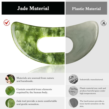 Jade Stone Gua Sha Massage Tool Large Guasha Board with Handle Muscle Scraping Massage Tools Body Sculpting Anti Cellulite Spa Acupuncture Tools for Back Neck Leg Massage, Lymphatic Drainage