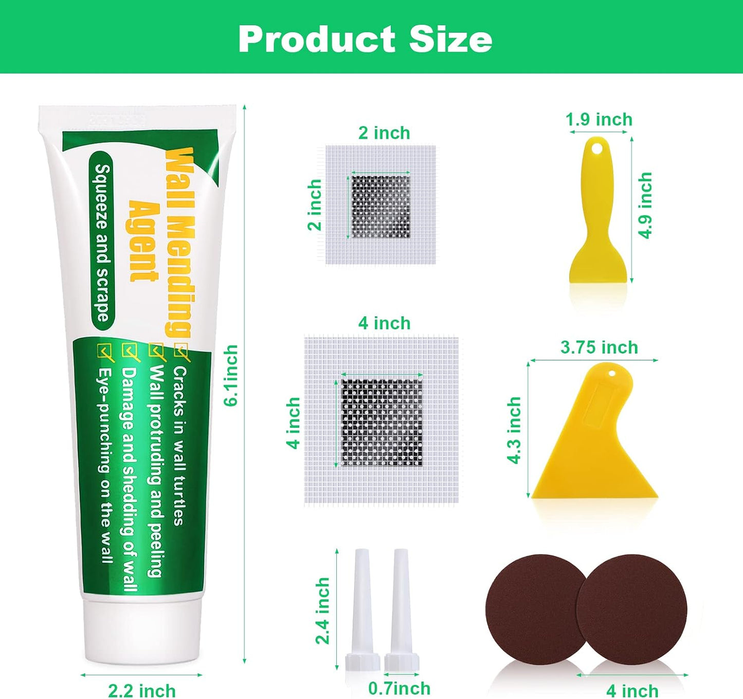 Drywall Repair Kit, 2 Pack Spackle Wall Repair Patch Kit with Scraper, Wall Mending Agent Large Hole Drywall Patch, Easy to Fill Holes in Home Wall and Quick Repair Crack, Plaster Wall Repair