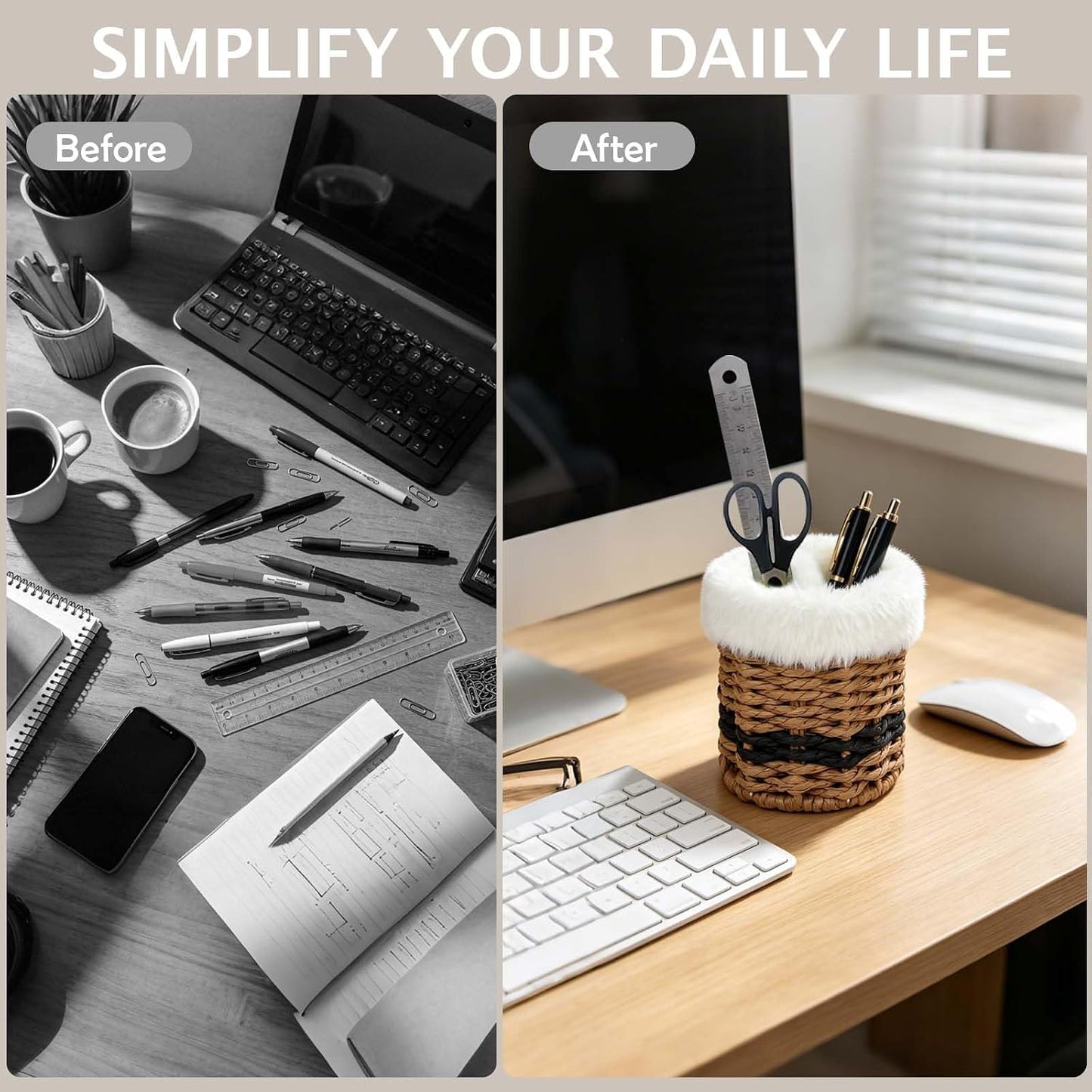 Paper Rope Plush Lined Eyelasses Holder Stand for Nightstand Desk