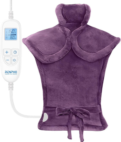 RENPHO Electric Heating Pad - 6 Heat Levels for Neck Shoulder and Back, Birthday Gifts for Women Men Mom Dad, Weighted Pad for Snug Fit, ETL Safety Certified, FSA Eligible, 24"x33" Gray