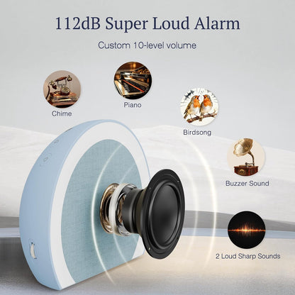 ANJANK Extra Loud Alarm Clock with Wireless Bed Shaker, Vibrating Dual Alarm with Light Wake Up for Heavy Sleepers & Hearing Impaired, 9-Color Night Light, 8 Sounds, 0-100% Dimmer, USB Charger