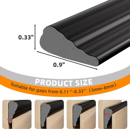 3 Pack*16.4 Ft Self-Adhesive Wedge Foam Window Weather Stripping Door Seal Strip, Soundproof Exterior Front Door Frame Gap Filler, Draft Stopper Foam Tape Noise Light Blocker (Black)