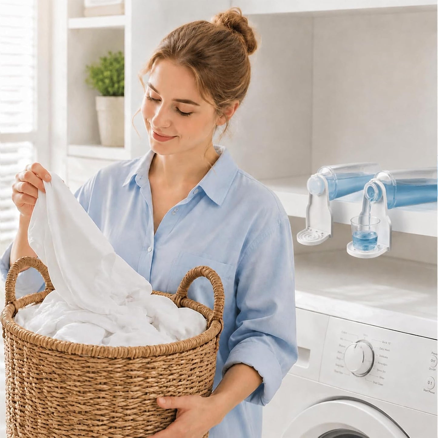 2 Pack Laundry Detergent Dispenser Cup Holder Drip Catcher | Organizer Firmly Holds on Bottle Spouts for No More Leaks or Mess in Laundry Room Organization
