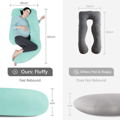 MOON PARK Pregnancy Pillows for Sleeping - 57 Inch U Shaped Full Body Maternity Pillow with Removable Cover - Support for Back, Legs, Belly, Hips - Pregnancy Pillow for Women - Grey