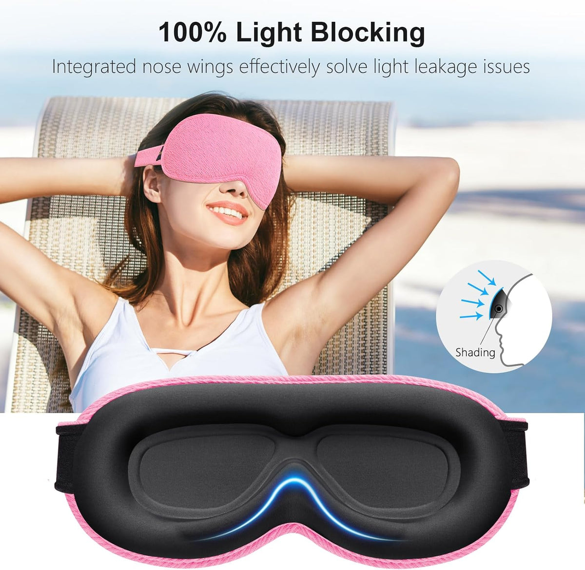 Gritin 100% Blackout Sleep Eye Mask for Women Men, Zero Pressure Sleep Mask