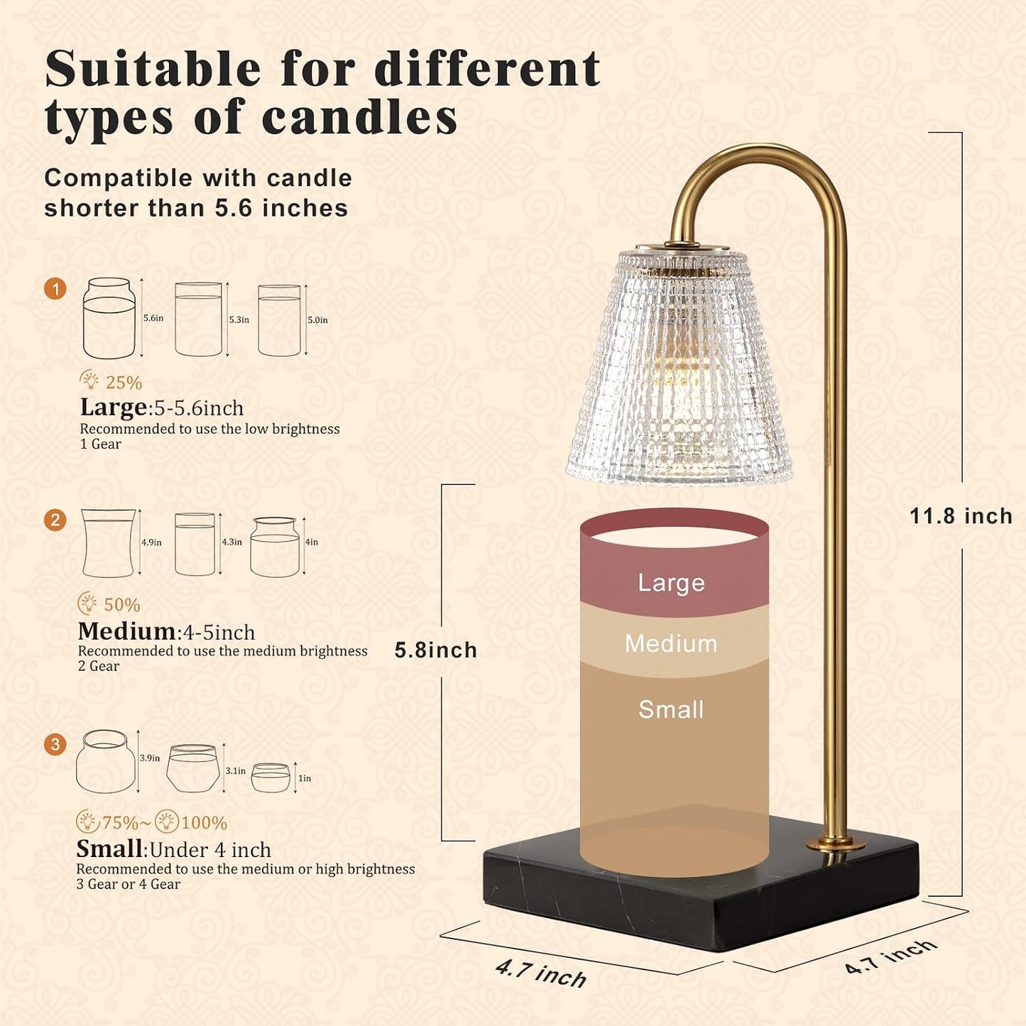 Hong-in Candle Warmer Lamp with Timer, House Warming Gifts New Home Decor | Dimmable & Adjustable Height, Electric Wax Warmer for Scented Wax Jar Candles,Gifts for Women Mom Sister