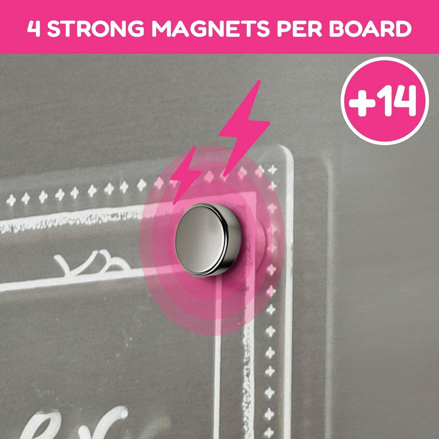 CHALKY CROWN Magnetic Dry Erase Menu Board - Black - 15.6" x 11.6" | Magnetic Weekly Meal Planner & Grocery List for Fridge - Includes 4 Liquid Chalk Markers - Easy to Write & Wipe Clean Design