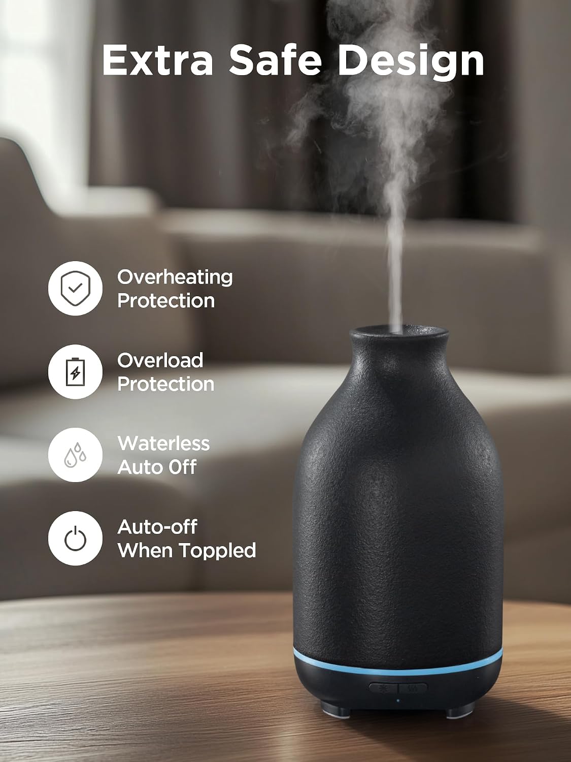 InnoGear Essential Oil Diffuser, 150ml Ceramic Stone Diffuser Handcrafted Aromatherapy Diffusers Ultrasonic Cool Mist Humidifier Vaporizor with 2 Mist Modes Waterless Auto Off for Room Office, White