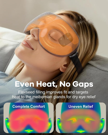Cordless Heated Eye Mask for Dry, Tired Eyes, Hot Compress with Flaxseed Nose Bridge for Better Blackout & Focused Warmth, Rechargeable Warm 3 Heat Levels, 4 Timers, No Microwave Needed, Pink