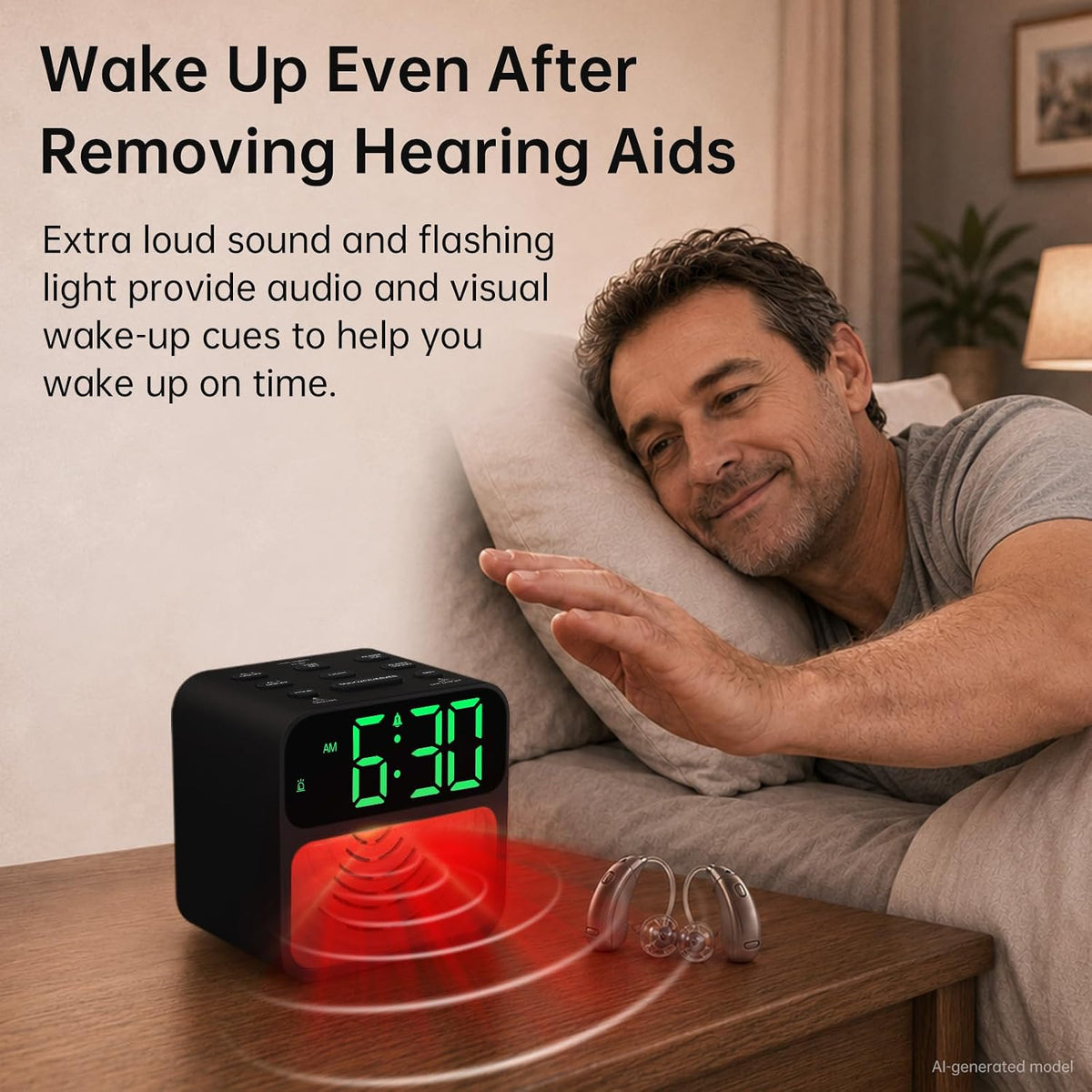AuroraCalm Extra Loud Alarm Clock for Heavy Sleepers with 115dB Alarm