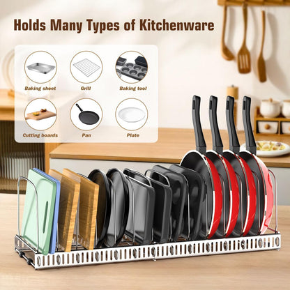 Housolution Cutting Board and Baking Tray Cookie Sheet Organizer, Black | 12"-23" Expandable, 14 Adjustable Dividers, Sturdy Metal Construction, Easy Assembly