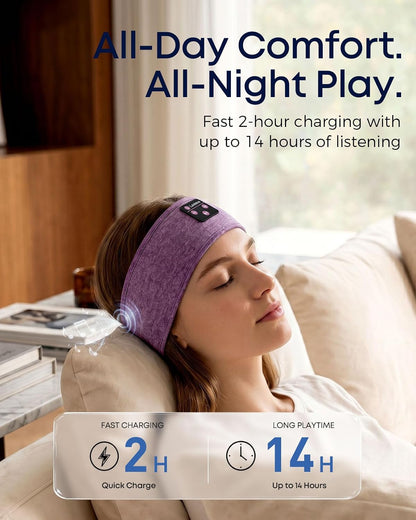 Sleep Headphones Headband, Bluetooth 5.4 Sleeping Headphones for Side Sleepers, Wireless Headband Headphones with Ultra-Thin Stereo Speakers for Sports, Workout, Travel, Meditation
